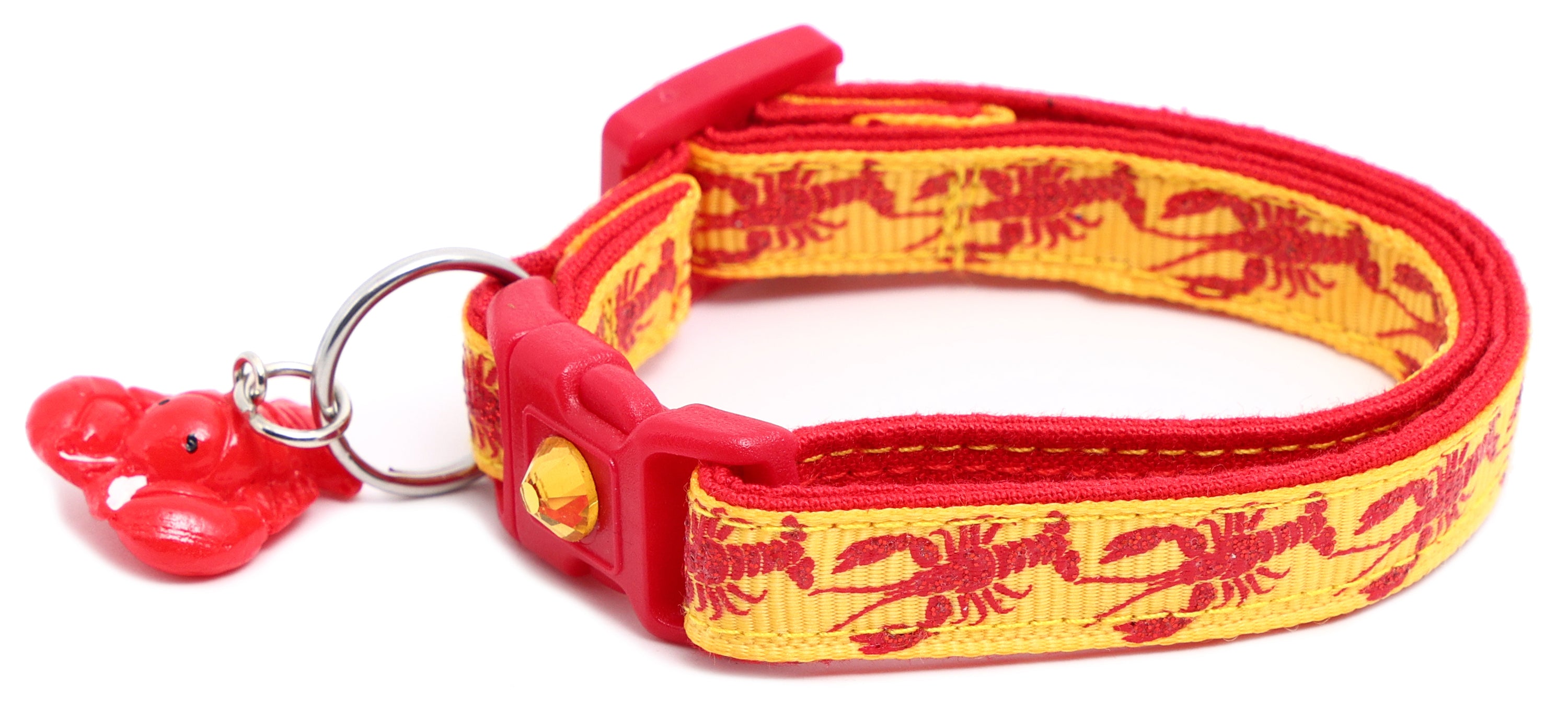 Lobster Breakaway Cat Collar made of reinforced cotton, featuring a breakaway clip and customizable options.